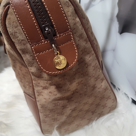CELINE Suede & Leather Boston Bag - Suede with mini Celine logo exterior - Picture 13 of 14
